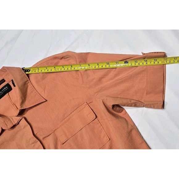 New York & Company (NY&C) Womens Size L Button Top Blouse Short Sleeve in Orange - Picture 10 of 12